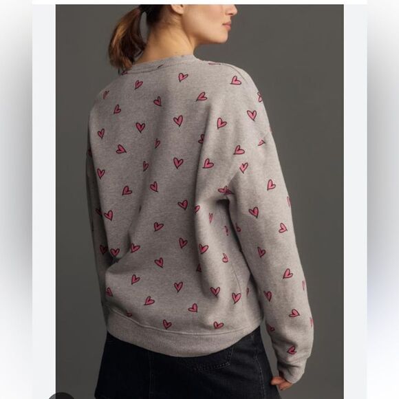 KULE Oversized All Over Hearts Sweatshirt NWT - Picture 3 of 10